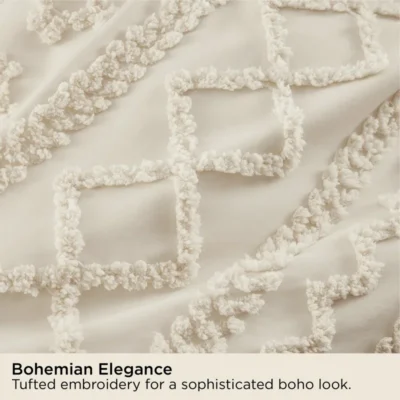 Tufted Boho Farmhouse Comforter Set for All-Season Cozy Bedrooms