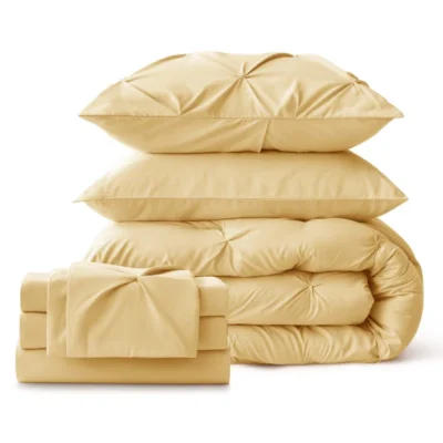Pintuck Pinch Pleat Bedding Set for All Seasons | Elegant Bed-in-a-Bag Comforter Set