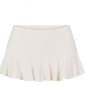 Heavy Pointelle Knit Mini Skort with Built-In Shorts in Marble