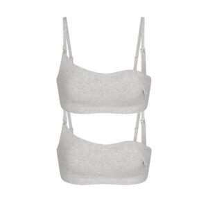 Cotton Jersey Nursing Scoop Bralette 2-Pack in Light Heather Grey