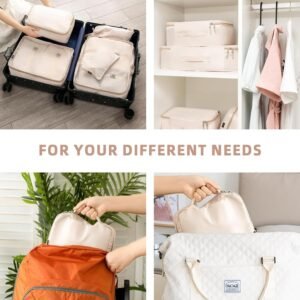8-Piece Travel Packing Cubes Set in Cream for Organized Luggage