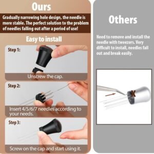 WDT Espresso Distribution Tool with 7 Needles and Stand - Black