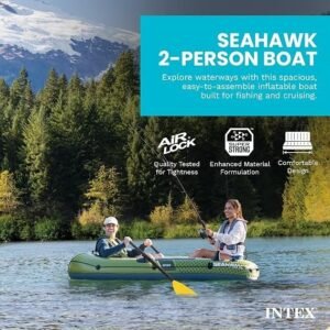 Seahawk Inflatable Boat Set for Fishing and Recreation with Oars and Hand Pump