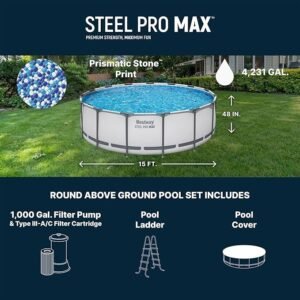 Steel Frame Round Above-Ground Pool 10 ft x 30 in With Filter Pump