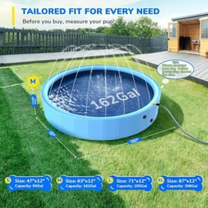 63-Inch Foldable Dog Pool with Non-Slip Base for Pets and Kids