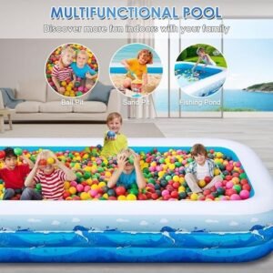 Extra Large 165-Inch Inflatable Family Pool for Adults and Kids with Cute Animal Print